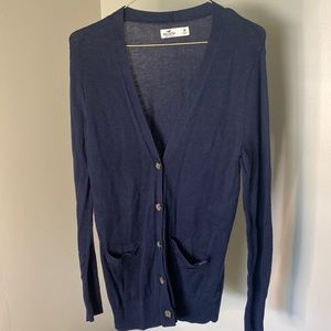 Hollister Dark Blue button up cardigan Medium